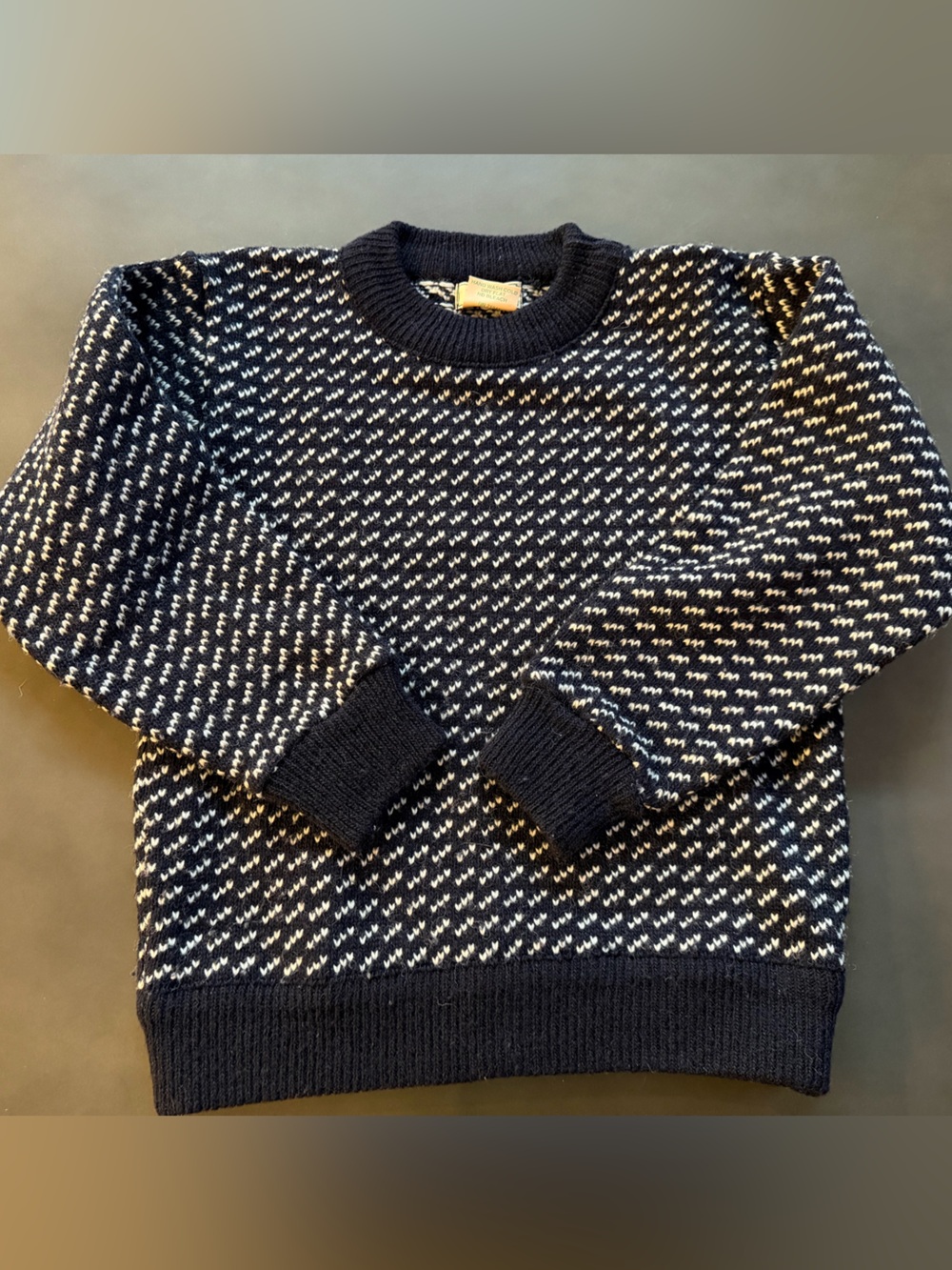 L.L. Bean Navy and White Wool Sweater, Vintage, made in Norway